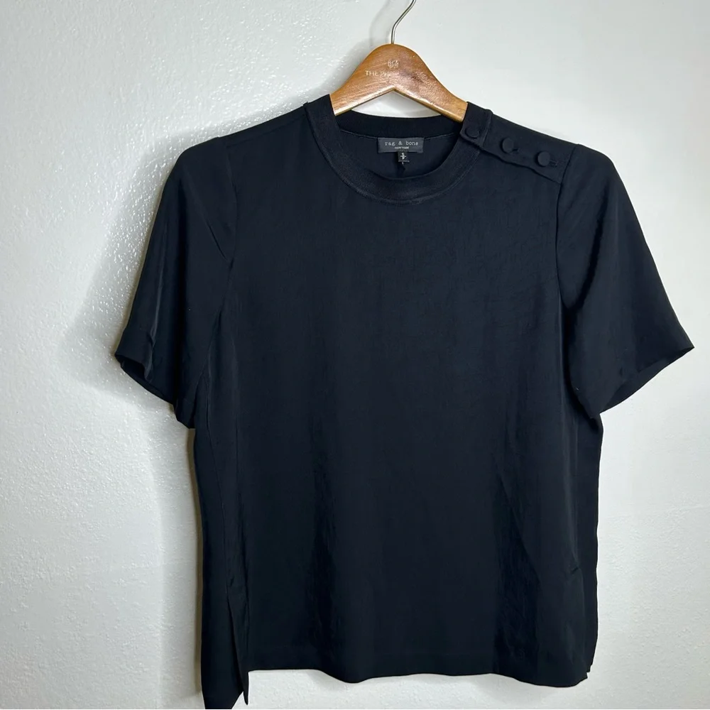 rag & bone Black Short Sleeve Crew Tee - Picture 3 of 10